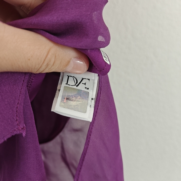 $198 DIANE VON FURSTENBERG Purple Alexandrie Sleeveless Silk Ruffle Top P, Small - Picture 11 of 16